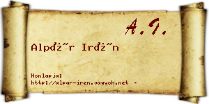 Alpár Irén névjegykártya